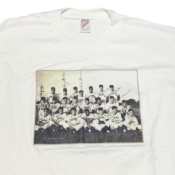 1950 Trenton Giants Graphic Print T Shirt Jerzees White Size Large MLB Team - Picture 2 of 5